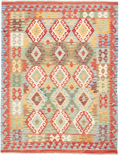 Tappeto Kilim Afghanistan Geometrico Multicolore Vivace 154x198 Cm