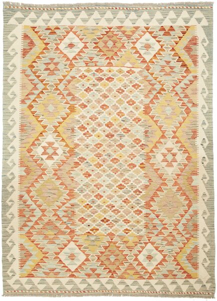 Tappeto Kilim Afghanistan Geometrico Terracotta Giallo 146x201 Cm
