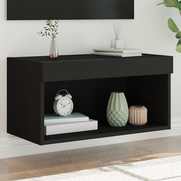 Mobile Porta TV, Armadietti per TV, Tavolino TV Per Salotto Nero 80x31x39  cm in Legno Massello