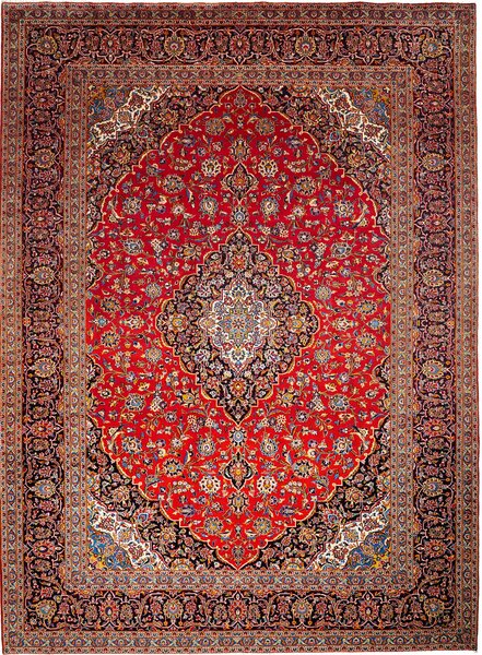 Tappeto Ardakan Persia Medaglione Rosso Nero 303x414 Cm
