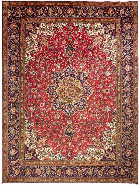 Tappeto Tabriz Persia Medaglione Rosso Blu 298x410 Cm