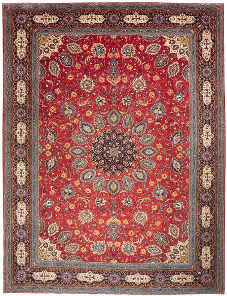 Tappeto Sarough Persia Medaglione Rosso Blu 298x390 Cm