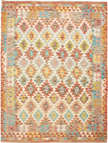 Tappeto Kilim Afghanistan Geometrico Crema Multicolore 154x204 Cm