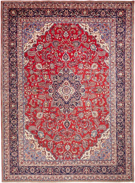 Tappeto Hamadan Fine Persia Medaglione Rosso Blu 270x367 Cm