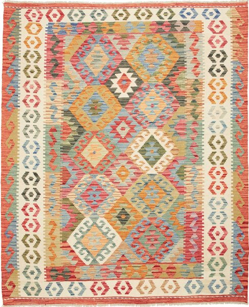 Tappeto Kilim Afghanistan Astratto Multicolore Vivace 159x194 Cm