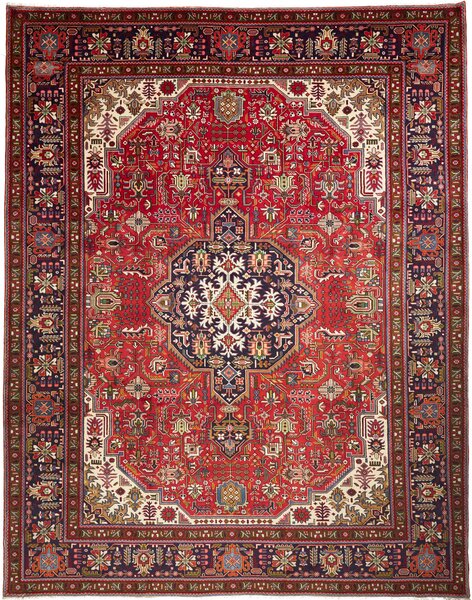 Tappeto Tabriz Persia Geometrico Rosso Blu 304x399 Cm