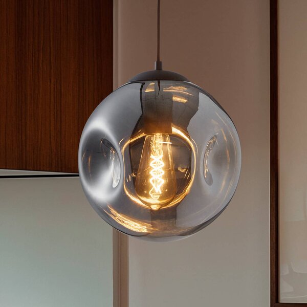 Lampada a sospensione in vetro Valentina Lindby, dimmerabile, Alluminio / Grigio / Zincato, Soggiorno / Sala da pranzo, Vetro, Design, Lampada a sospensione