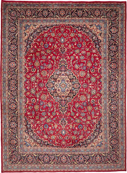 Tappeto Kashmar Persia Medaglione Rosso Blu Scuro 297x410 Cm