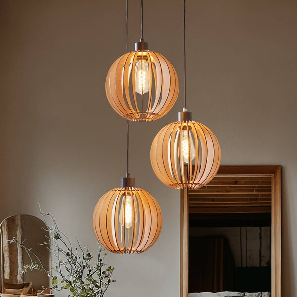 Lampada a sospensione Clay Envostar, dimmerabile, Legno chiaro, Soggiorno / Sala da pranzo, Legno, Scandinavo, Lampada a sospensione