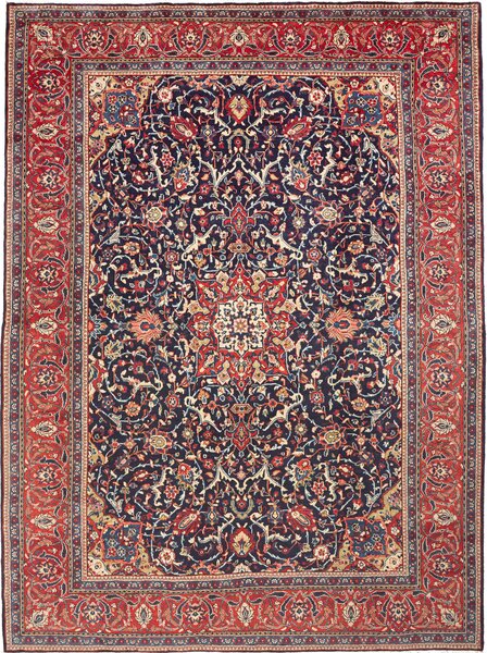 Tappeto Mahal Persia Medaglione Blu Rosso 270x365 Cm