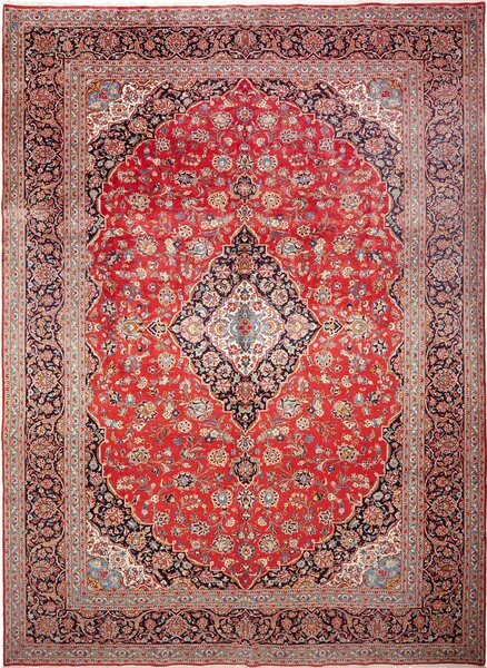 Tappeto Ardakan Persia Medaglione Rosso Blu Scuro 300x413 Cm