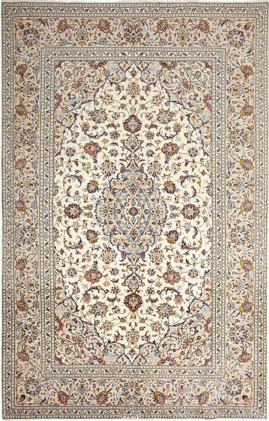 Tappeto Kashan Persia Medaglione Crema Blu 197x310 Cm