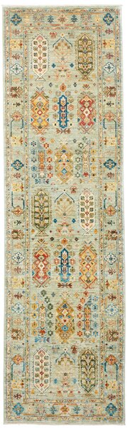 Tappeto Tribal Pakistan Astratto Verde Acqua Multicolore 78x242 Cm