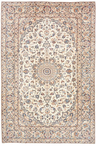 Tappeto Kashan Persia Medaglione Avorio Blu 197x300 Cm