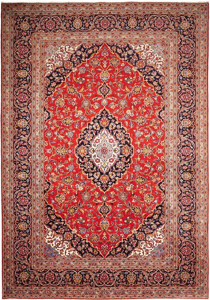 Tappeto Ardakan Persia Medaglione Rosso Blu Crema 242x348 Cm