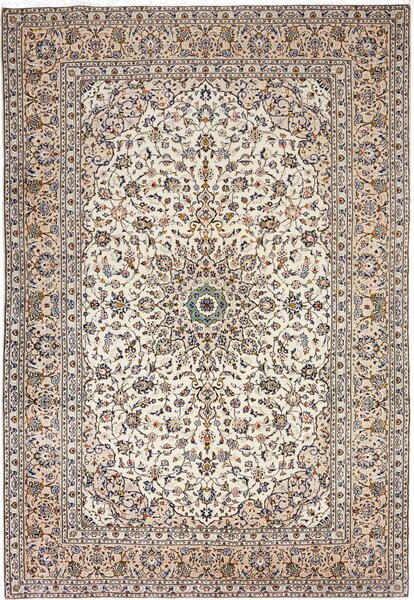 Tappeto Kashan Persia Medaglione Crema Blu 237x345 Cm