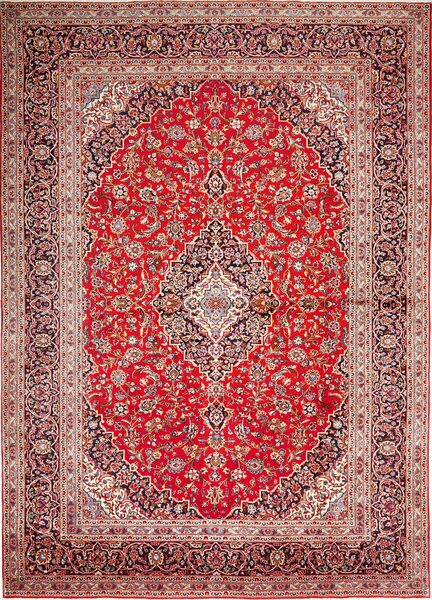 Tappeto Ardakan Persia Medaglione Rosso Blu 252x350 Cm
