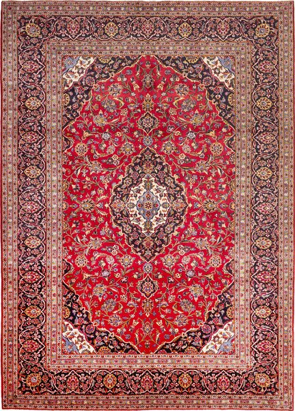 Tappeto Ardakan Persia Medaglione Rosso Blu Scuro 248x350 Cm
