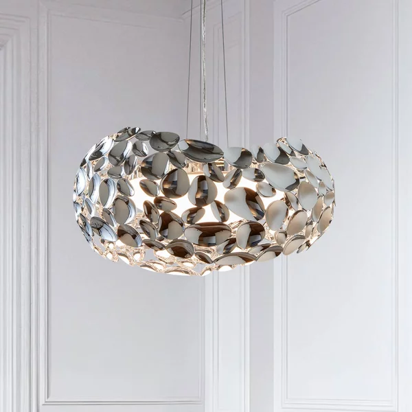 Schuller Valencia Splendida lampada LED a sospensione Narisa, Cromo / Argento, Soggiorno / Sala da pranzo, Metallo, Design