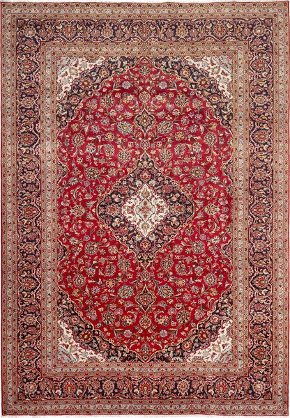 Tappeto Ardakan Persia Medaglione Rosso Blu Crema 247x357 Cm
