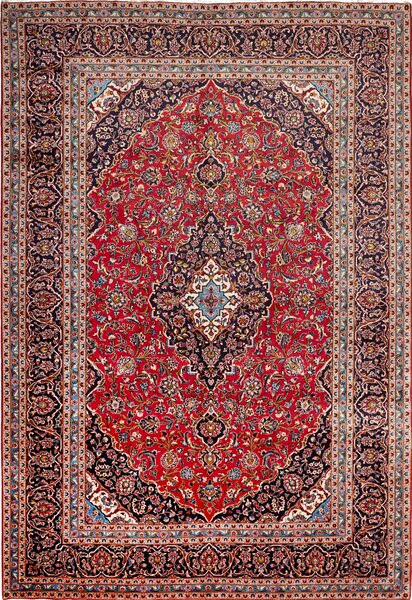 Tappeto Ardakan Persia Medaglione Rosso Blu Notte 245x360 Cm