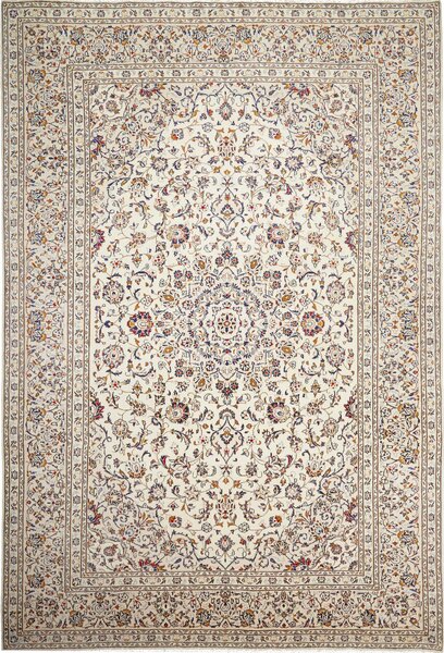 Tappeto Kashan Persia Medaglione Crema Blu 238x356 Cm