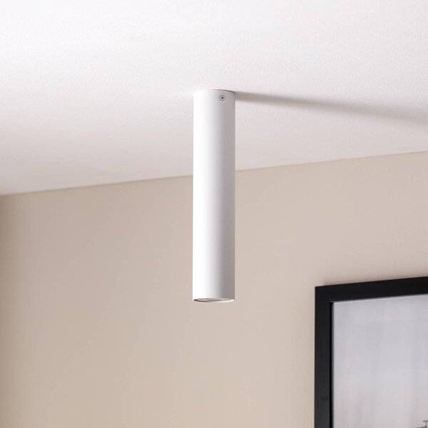 EMIBIG LIGHTING Tecno 1M, faretto da soffitto, acciaio, GU10, altezza 30 cm, bianco