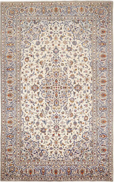 Tappeto Kashan Persia Medaglione Avorio Blu 197x315 Cm