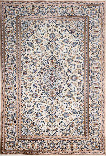 Tappeto Kashan Persia Medaglione Crema Blu 200x304 Cm