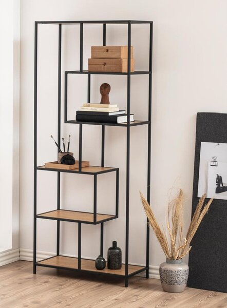 Libreria in rovere nero/naturale 77x185 cm Seaford - Actona