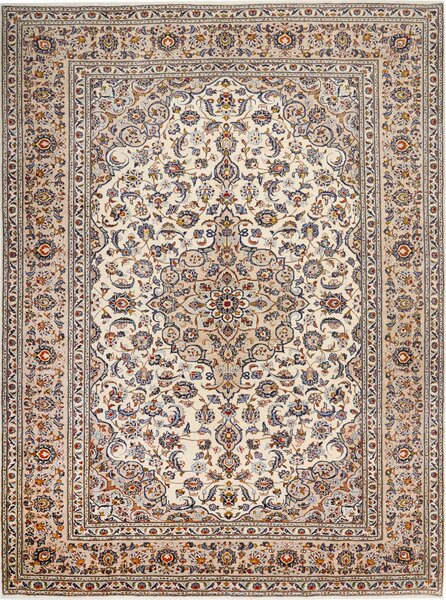 Tappeto Kashan Persia Medaglione Avorio Blu 250x333 Cm