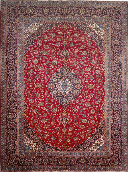 Tappeto Ardakan Persia Medaglione Rosso Blu Scuro 305x405 Cm