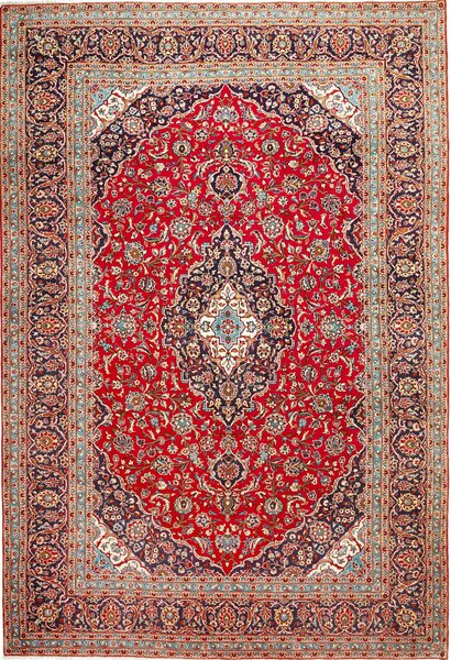 Tappeto Ardakan Persia Medaglione Rosso Blu 243x352 Cm