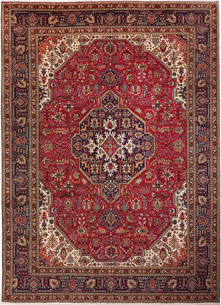 Tappeto Tabriz Persia Medaglione Rosso Blu Scuro 248x343 Cm