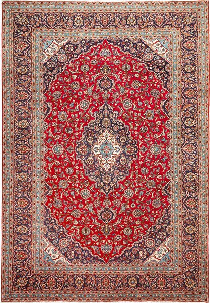 Tappeto Ardakan Persia Medaglione Rosso Blu Scuro 246x360 Cm