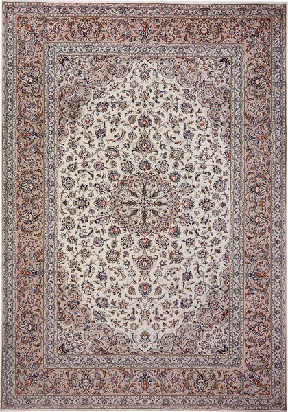 Tappeto Kashan Persia Medaglione Crema Beige 245x350 Cm