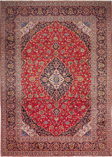 Tappeto Ardakan Persia Medaglione Rosso Blu 255x358 Cm