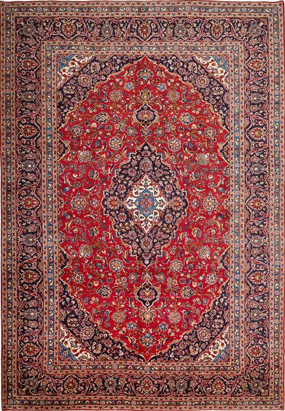 Tappeto Ardakan Persia Medaglione Rosso Blu Scuro 245x358 Cm