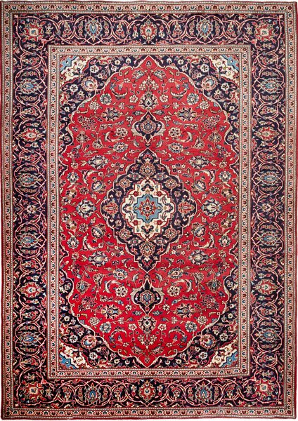 Tappeto Ardakan Persia Medaglione Rosso Blu Scuro 246x345 Cm
