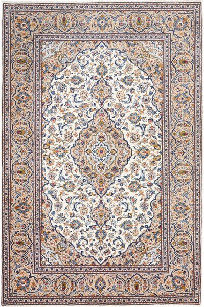 Tappeto Kashan Persia Medaglione Avorio Blu 200x300 Cm