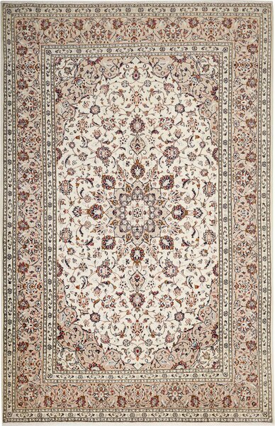 Tappeto Kashan Persia Medaglione Avorio Beige 197x305 Cm