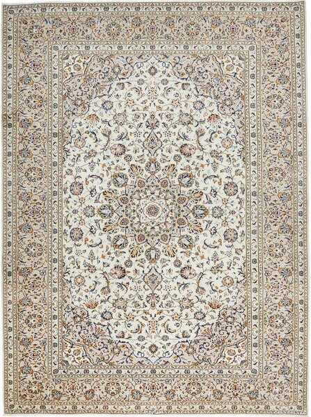 Tappeto Kashan Persia Medaglione Avorio Blu 252x340 Cm