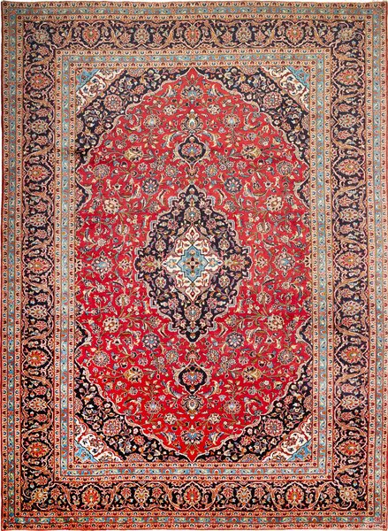 Tappeto Ardakan Persia Medaglione Rosso Blu 293x405 Cm