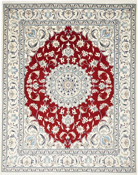 Tappeto Nain Kashmar Persia Medaglione Rosso Crema 200x250 Cm