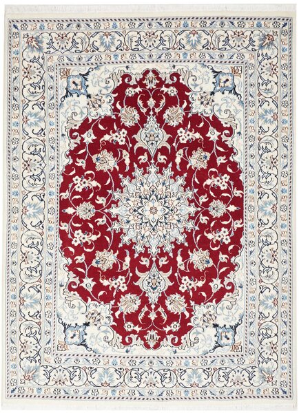 Tappeto Nain Kashmar Persia Medaglione Rosso Avorio 144x198 Cm