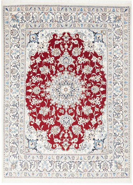 Tappeto Nain Kashmar Persia Medaglione Rosso Granata Crema 145x200 Cm