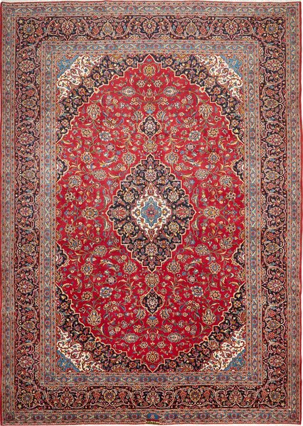 Tappeto Ardakan Persia Medaglione Rosso Blu 252x355 Cm