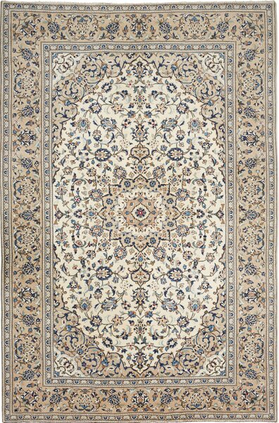 Tappeto Kashan Persia Medaglione Avorio Blu 198x306 Cm