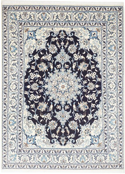 Tappeto Nain Kashmar Persia Medaglione Blu Crema 148x202 Cm