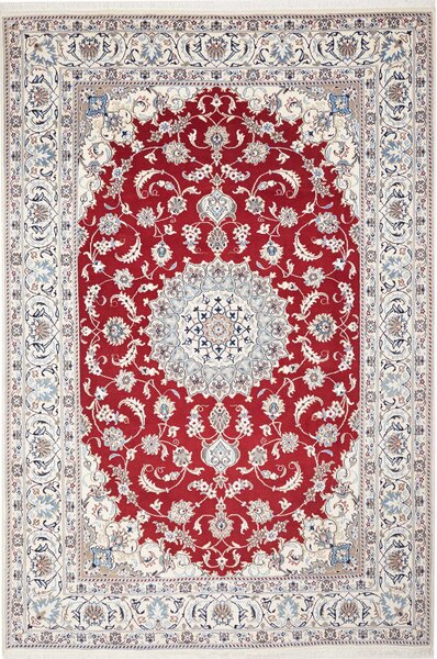 Tappeto Nain Kashmar Persia Medaglione Rosso Avorio 200x298 Cm